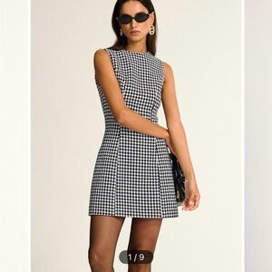 Commense Monochrome Houndstooth Mini Dress